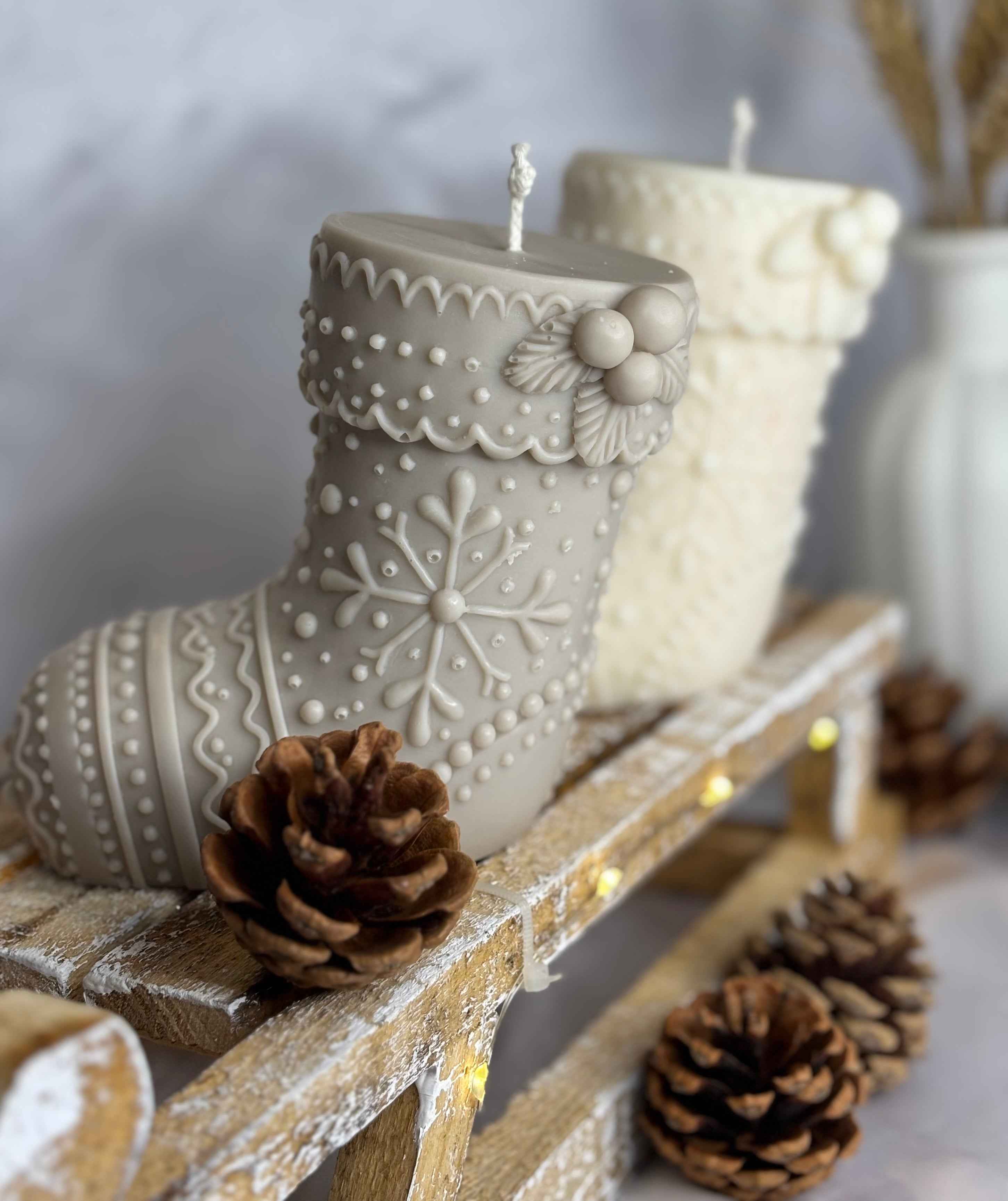 Bougie sculpturale Chaussette de Noël