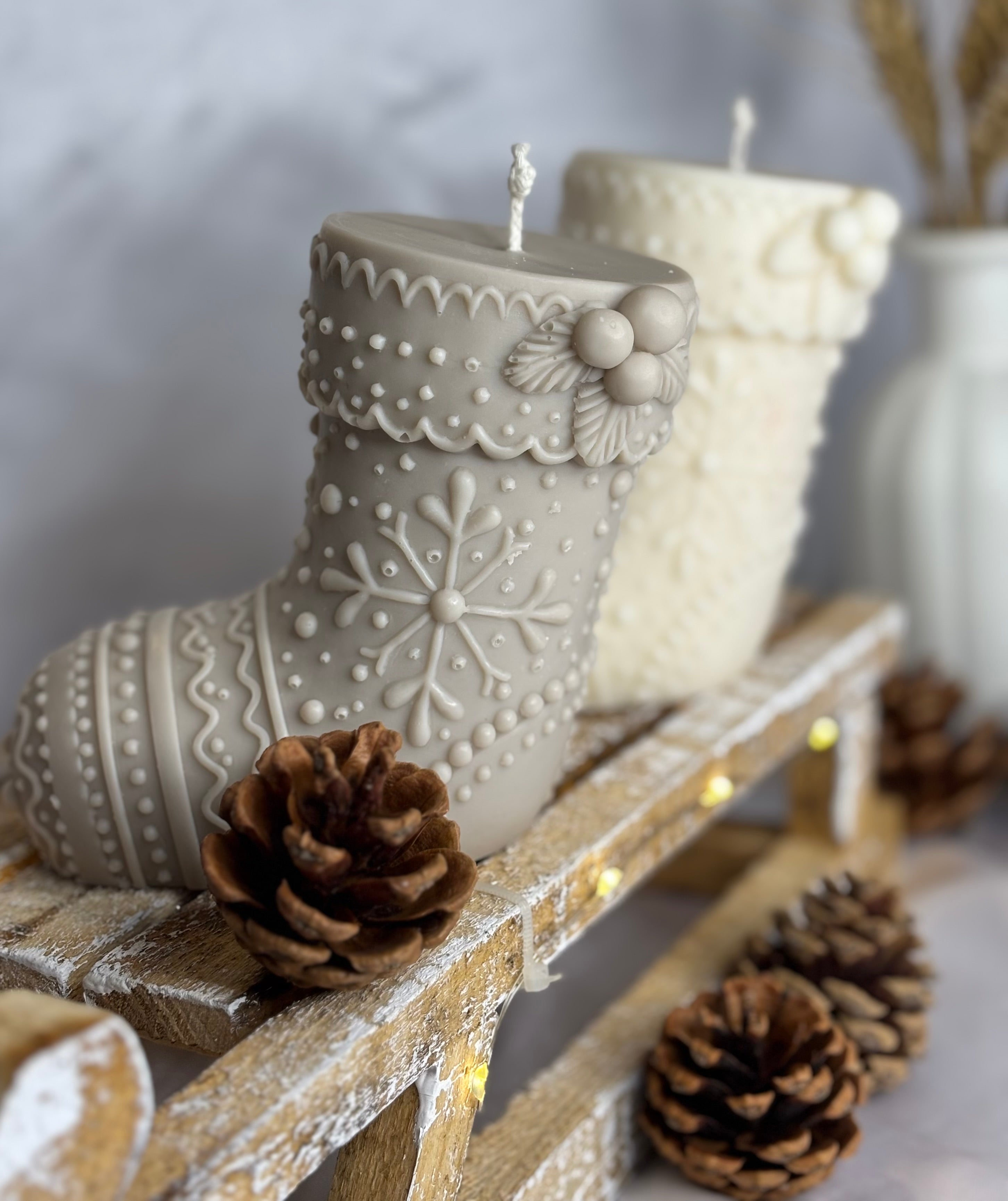 Bougie sculpturale Chaussette de Noël